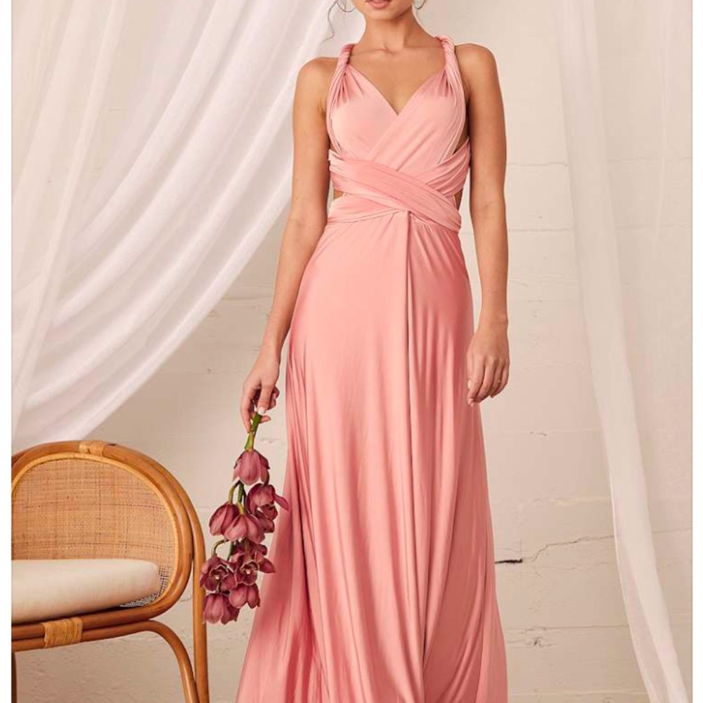 Lulu’s XS Always Stunning Convertible Blush Pink Maxi Dress - Picture 15 of 16